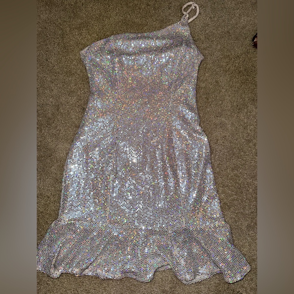 Sparkling Silver Sequin Dress